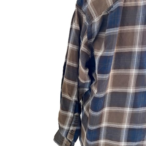 Gap Lightweight Brown & Navy Plaid Button Down Long Sleeve Shirt Size Medium - Picture 6 of 14